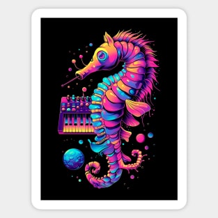 Synthwave Seahorse Serenade Sticker